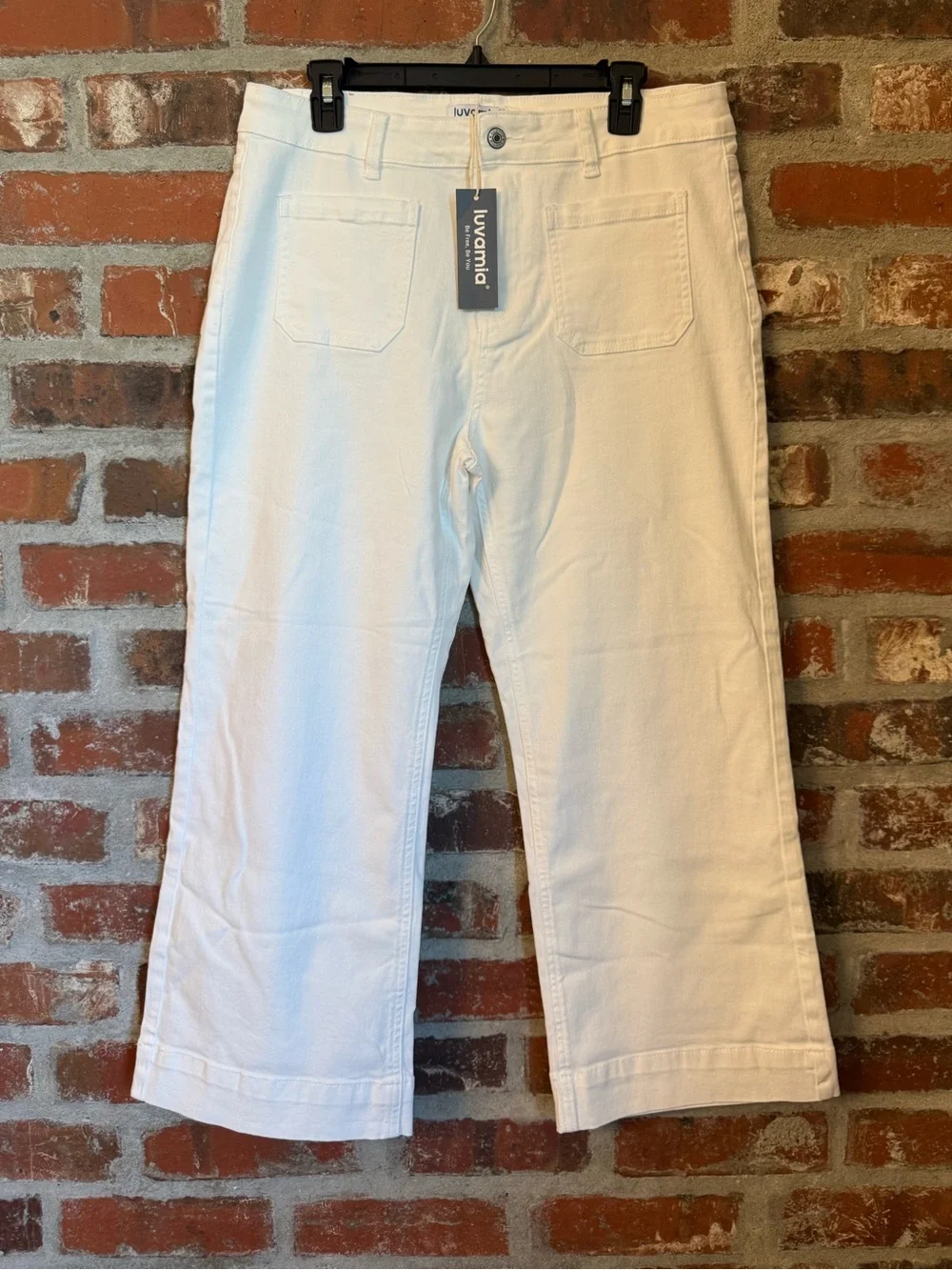 P134 - Luvamia White Wide-Leg Crop Jeans for Women